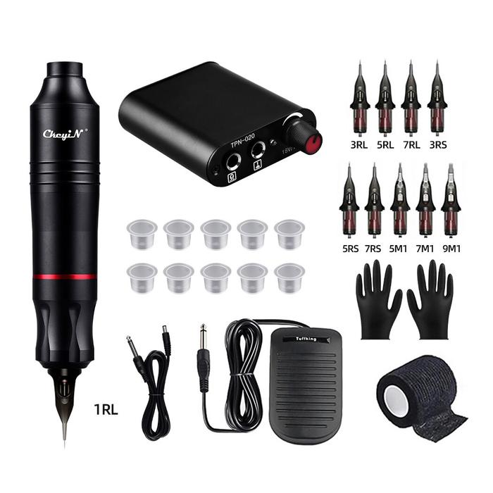Tattoo Kit Complete Set Wireless Rotary Tattoo Machine Pen Kit DC
