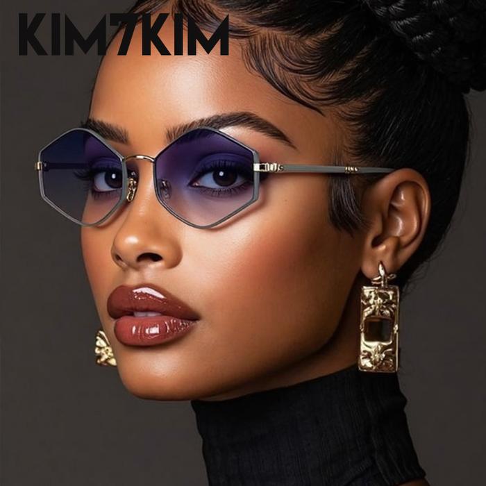 Small Frame Steampunk Hexagon Sunglasses Women 2025 Luxury Brand Polygon Irregular Punk Sun Glasses 
