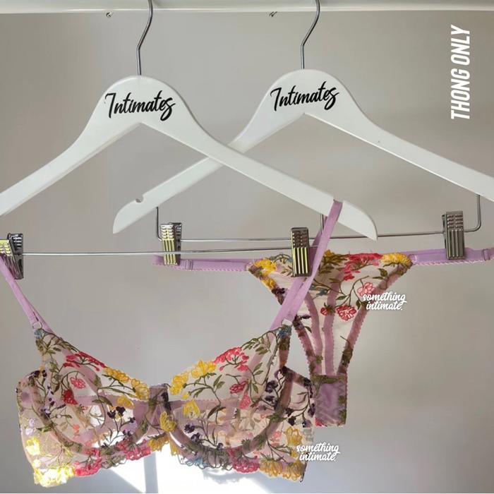 [THONG ONLY ] SLOAN & SHERA Floral Embroidered Lace Bra Lingerie Cup Set Bustier Bodice Long Torso B