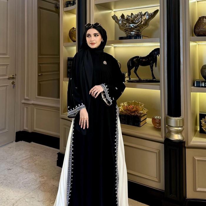 Dress Wanita Muslim Hitam Iner Outer Shellasaukia Original - Pesta, Lebaran, Maxi, Gamis, Remaja, De