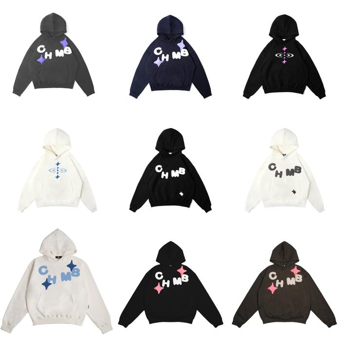 [ORIGINAL 100%] CHAMBREDELAVAIN HOODIE ZIP BOXY // BOXY HOODIE CARD // SHOTING LOVE NAVY & GREY // B