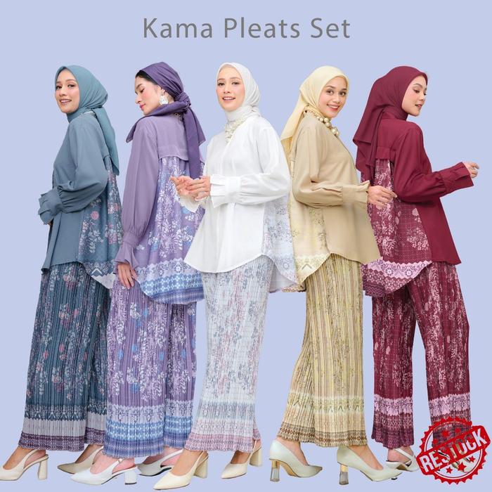 Ready.. NUNA Kama Pleats Set | Setelan wanita Katun motif patern print busui