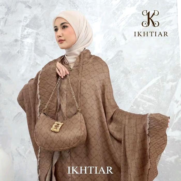 IKHTIAR Mukena Dewasa Mewah Santorini Silky 2in1 Plisket Shania Series dengan Desain Elegan dan Nyam