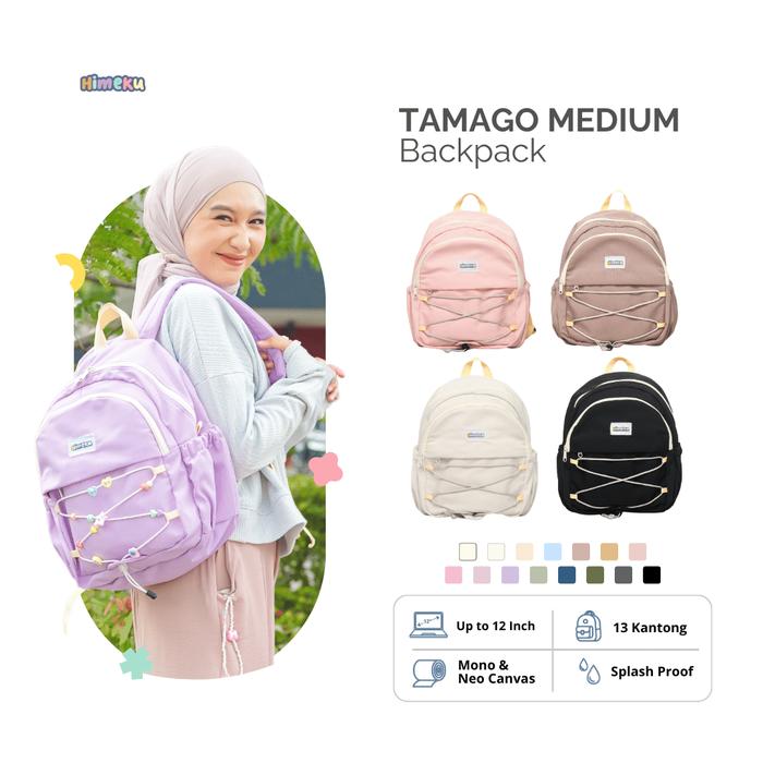 Himeku TAMAGO MEDIUM Backpack - Tas Sekolah Sedang - Ransel Kanvas Wanita