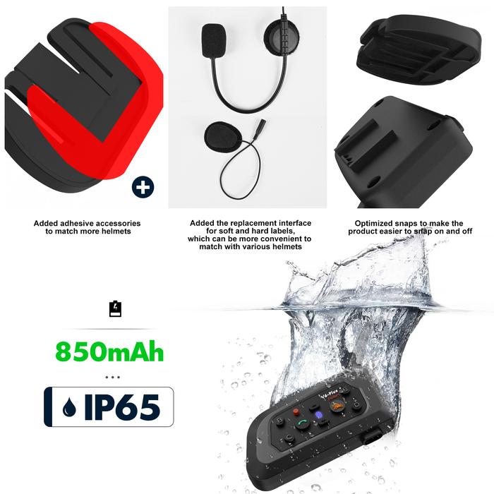 XINOWY V6 Plus Motorcycle Helmet Intercom Full Duplex Interphone
