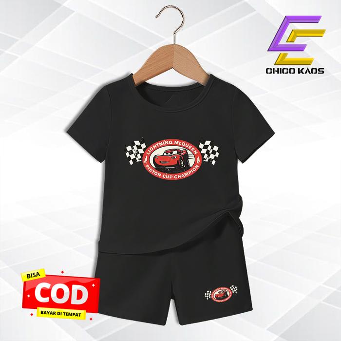 Baju Setelan Mcqueen Anak Laki Laki - Kaos Distr* Karakter Mcqueen  Keren