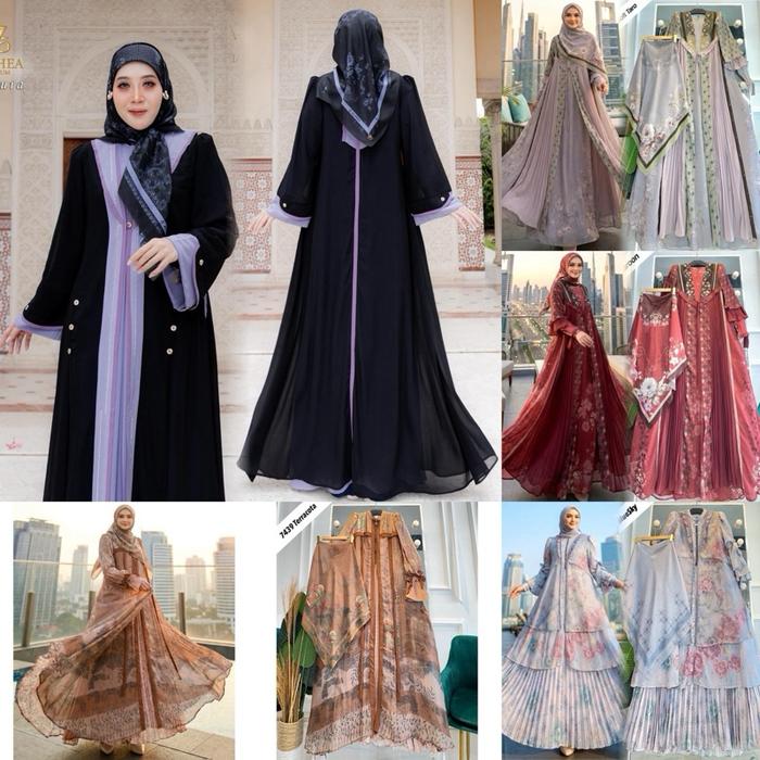 Alzhea Premium GAMIS DRESS SET HIJAB 7435 7434 7439 7438 Model Terbaru Tren Lebaran 2026 Bahan Cerut