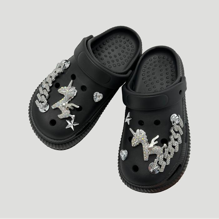 Rantai Unicorn Berlian Perak Aksesori Gesper Sepatu Diy Yang Dapat Dilepas, Sangat Cocok Shoe Selemp