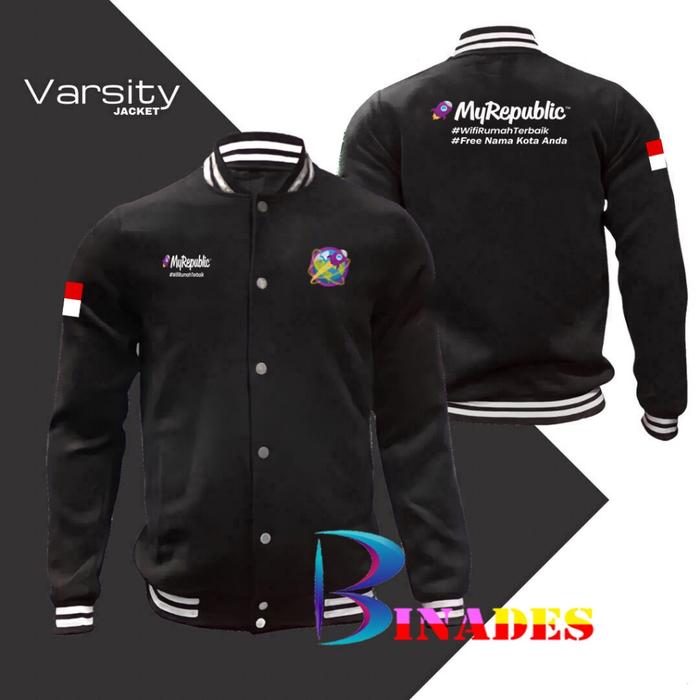 Jual Varsity jaket MY REPUBLIC INTERNET Wifi Rumah TERBAIK TANPA BATAS Free Nama Kota Anda BINADES