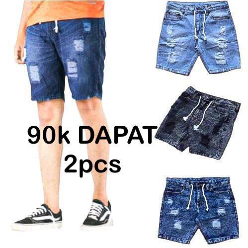 PAKET DISKON 90 RIBU DAPAT 2PCS CELANA PENDEK SOBEK PRIA (26-38) (501)
