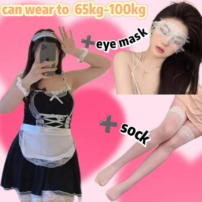 TERKINI LINGERIE JUMBO BAJU COSPLAY WANITA LINGERIE MAID CANTIK UNTUK 65KG-100KG BURUAN BELI !
