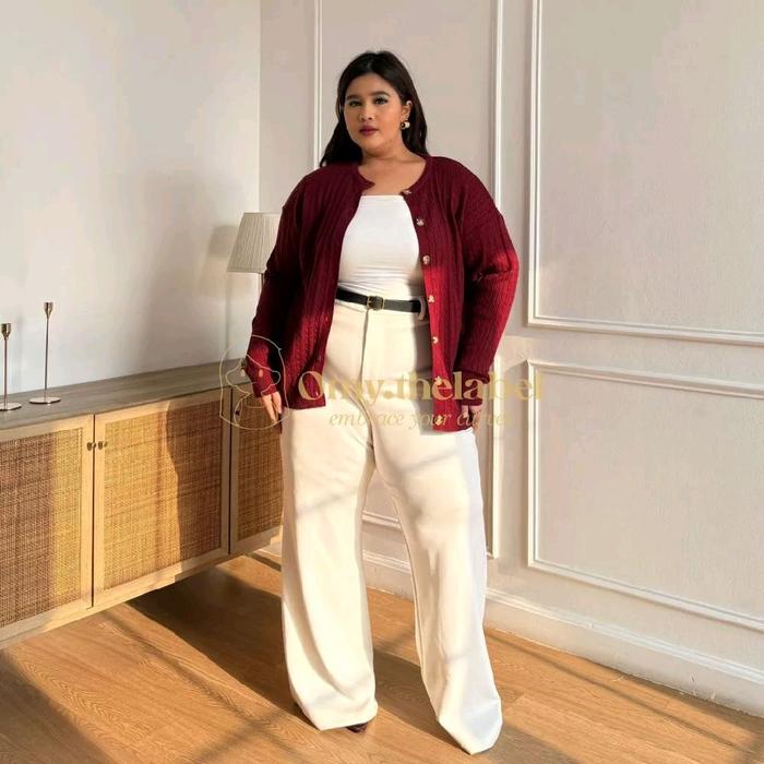 OVERSIZE CARDIGAN WANITA CABLE PREMIUM LD 104-LD 145 CM