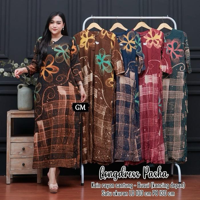 Paket usaha daster panjang kain rayon kancing depan / busui / paket usaha daster panjang / daster mu