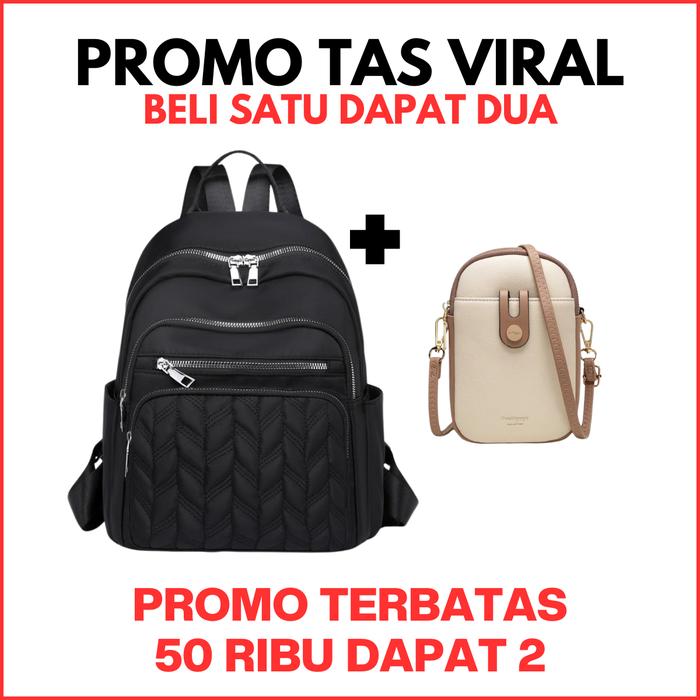 TAS VIRAL - BELI 1 DAPAT 2 Ransel Backpack Multifungsi Cibao Elegan Bordir Ukuran 25x8x36 CM + BONUS