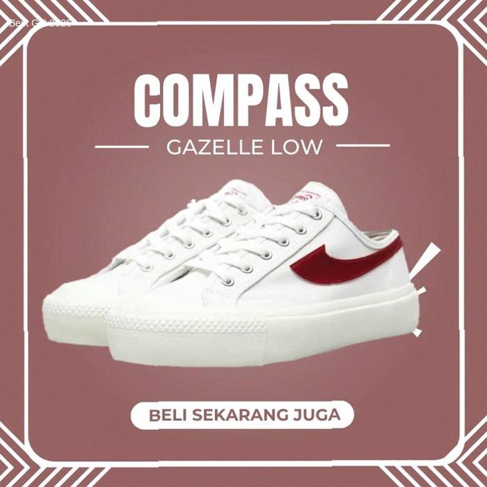 New Arrival Sepatu Compass Gazelle Low Putih Merah Canvas Casual | best seller