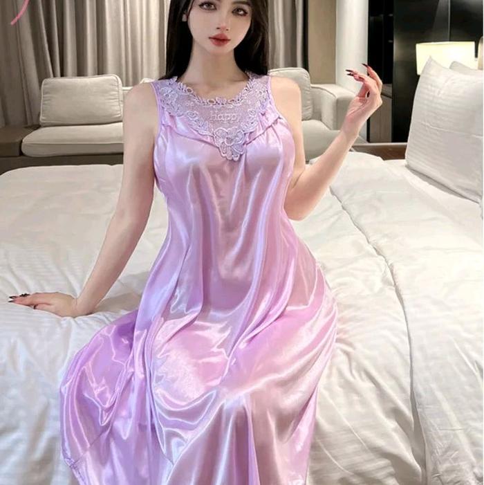[NICKO] Daster Wanita Harian//Pakaian Santai Harian Wanita jumbo Panjang Satin Dress Tidur Lingerie 