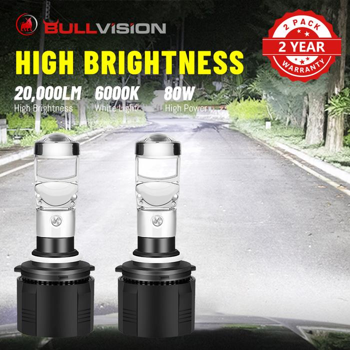 Bullvision H7 LED Headlight 20000LM Bi-LED Projector Lens LED H4 H11