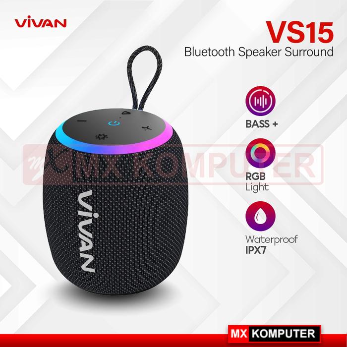 Speaker VIVAN VS15 Bluetooth Surround Sound 360° Waterproof IPX7 Hi-Fi