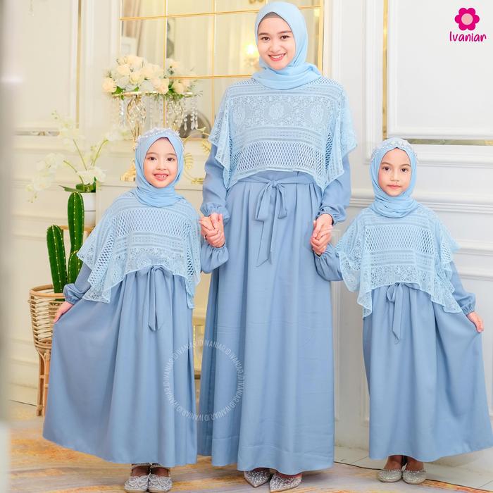 bayi Ivaniar Dress Couple "Belle Dress" Super Mewah Muslim Gamis Tile Brukat baju lebaran