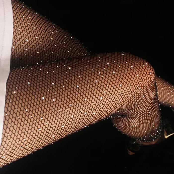 Fashion Shiny Diamond Thigh Women Stockings Sexy Shiny Rhinestone Mesh Fishnet Pantyhose Tights Pant