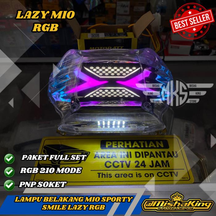 TERBARU Lampu belakang mio LAZY rgb runing full set tinggal pasang mika