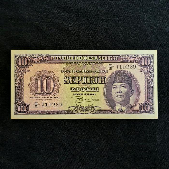Uang Kuno 10 Rupiah Soekarno/Sukarno RIS (Republik Indonesia Serikat) tahun 1950 - E/2 710239