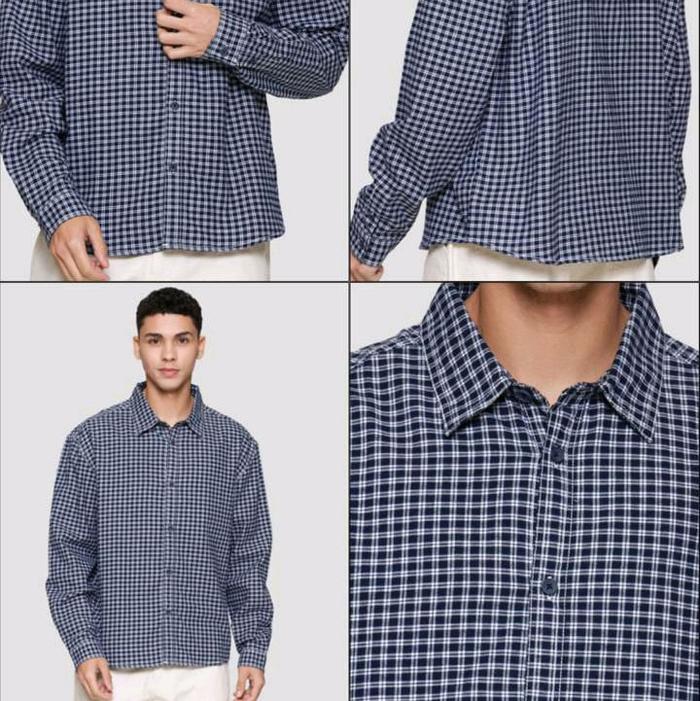 Nevada Kemeja Kotak Kotak Lengan Panjang Pria Dewasa Size S - XL Desain Elegan untuk Tampilan Formal