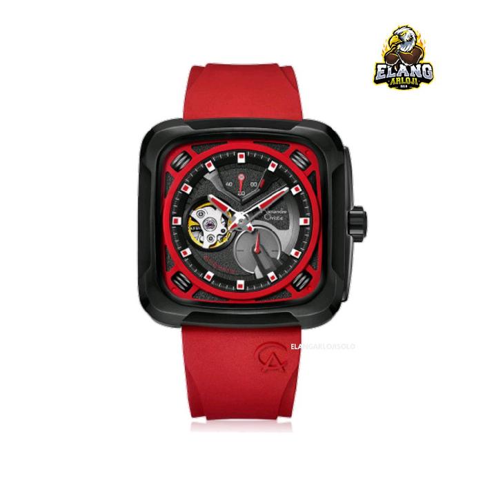 Jam Tangan alexandre Christie AC 6577 Automatic Red Black Original