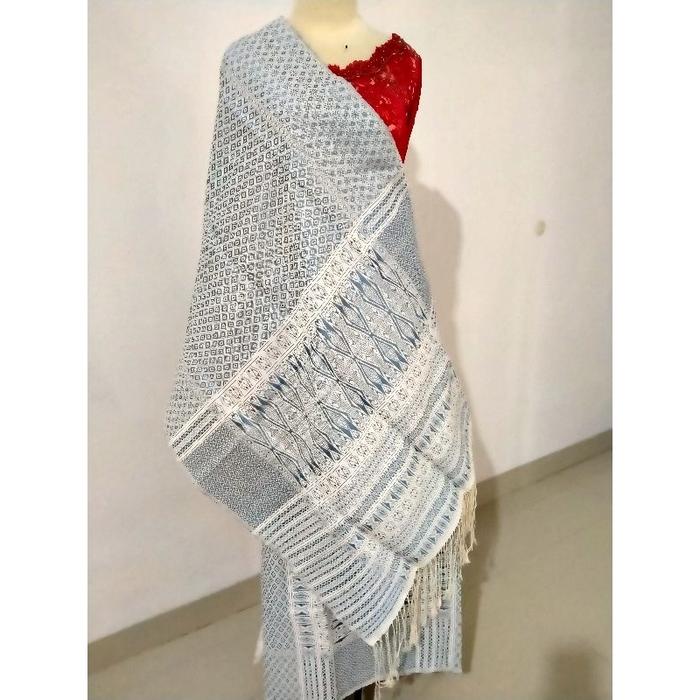 ORIGINAL Songket Tumtuman Tarutung Warna Blue Ice bahan sutra metalik READY STOCK