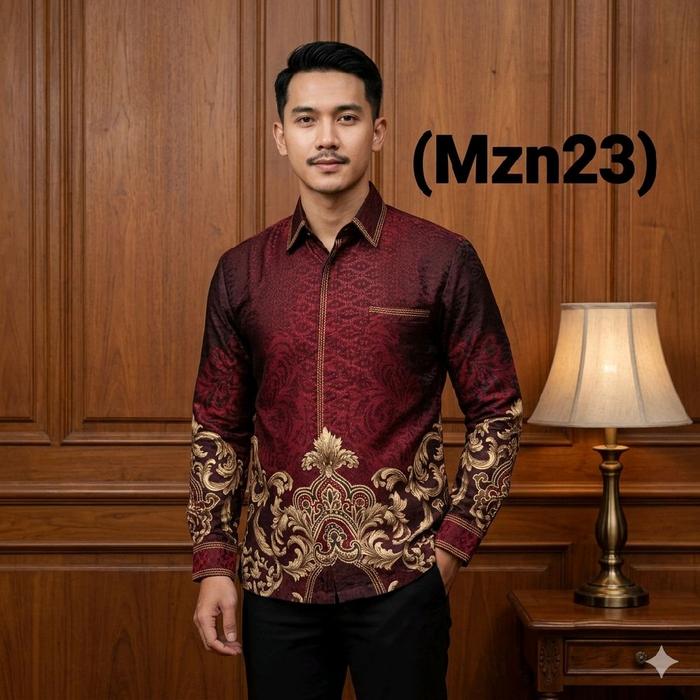 KDS-69 Mzn23-Kemeja Batik Pria Premium Lengan Panjang-Jahitan Smok Lapis Furing Trikot Exclusive/War