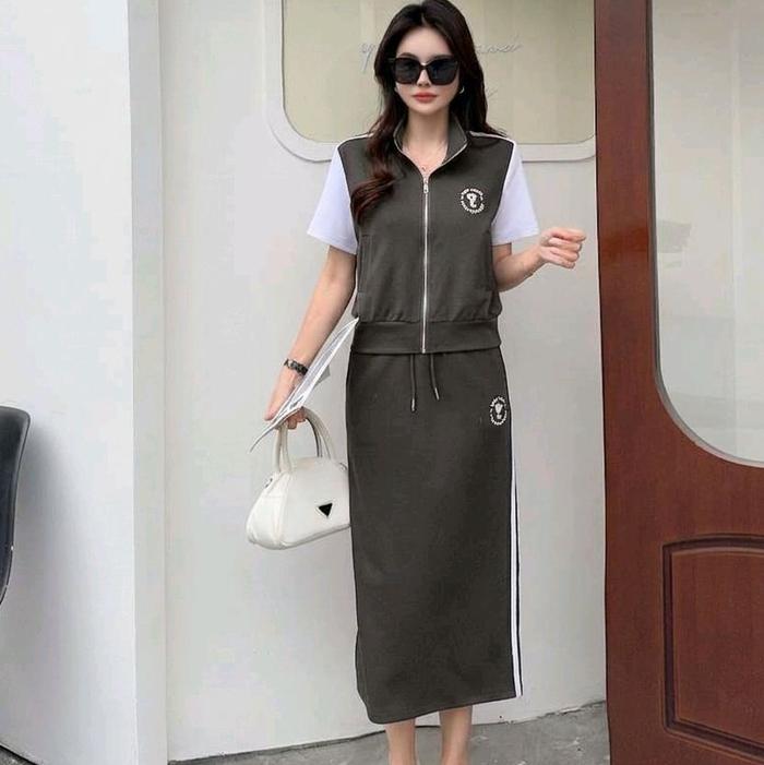 Setelan Rok Kasual Butik Import Premium " ALEXA (CD JUN 2670) " Cek