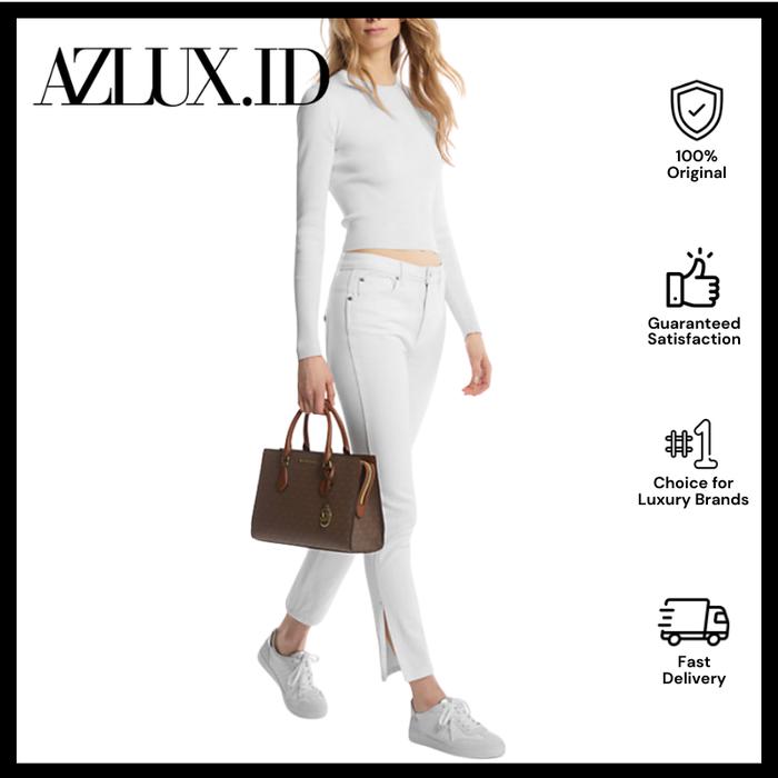 AZLUX MK Sheila Medium Logo Satchel Brown