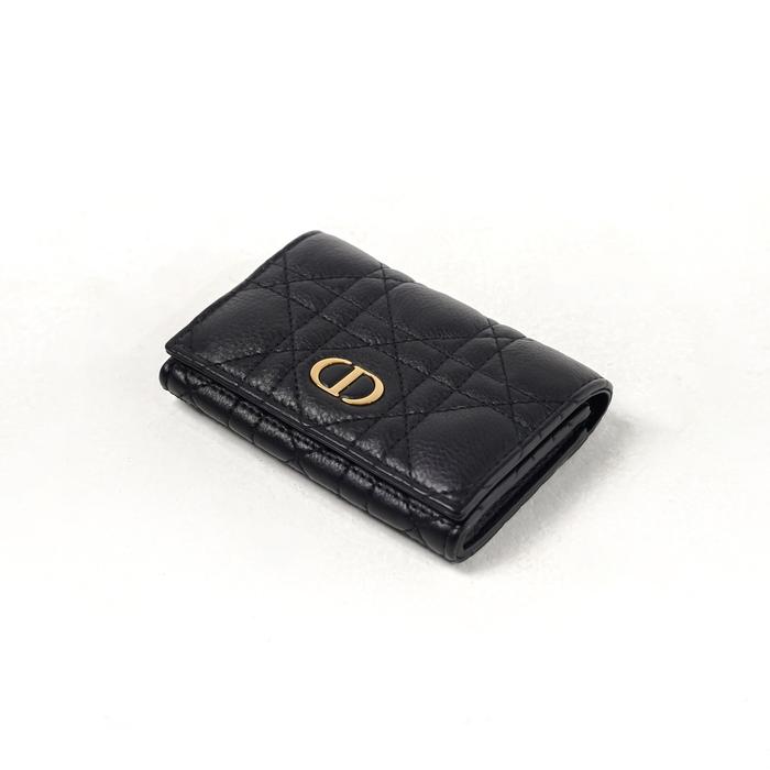 Dompet CHRISTIAN DIOR CARO GHW BLACK CALFSKIN WALLET 100% ORIGINAL