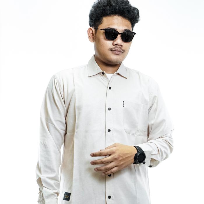 KEMEJA LENGAN PANJANG - GLOARMY - CREAM - PRIA - POLOS