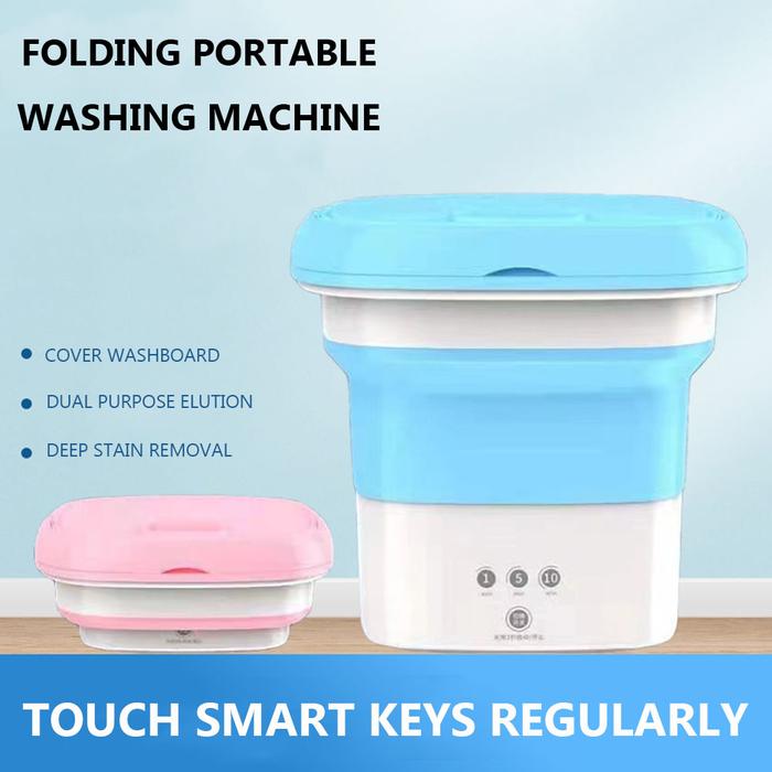 Mini Folding Washing Machine With Drain Basket Clothes Cleaner Sock