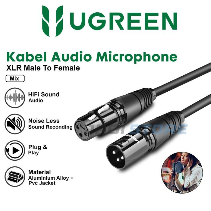 UGREEN Kabel Cable Kable Audio Mic Input Audio Jack Audio Mic Microphone Mikrofon Karaoke XLR Male T