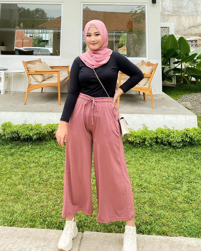 Celana Kulot Jumbo Daily Muat BB 100kg Melar Panjang Santai Oversize Nyaman Karet Basic Wanita Dewas