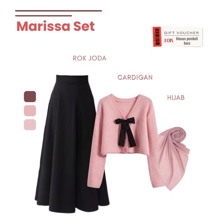 Marissa Set Outfit Korean style ( Hijab, Cardigan, Rok ) Set Kekinian  Remaja Cewek - ZR01