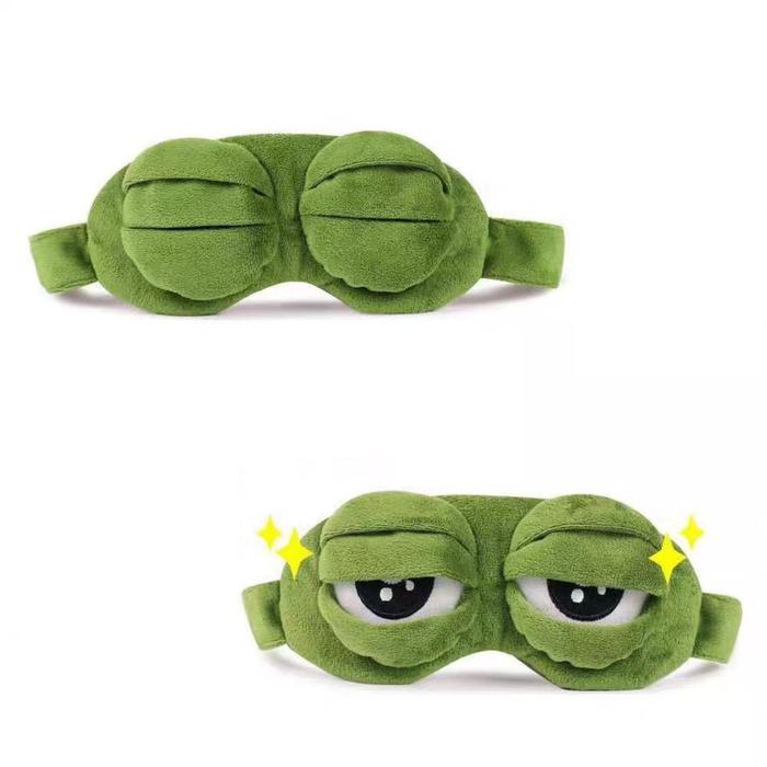 3D Sad Frog Sleep Mask Natural Sleeping Eyeshade Cover Shade Eye Patch Women Men Soft Portable Blind