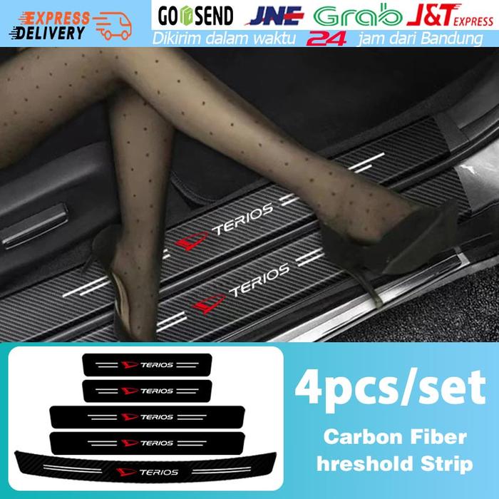 NEW!DAIHATSU TERIOS Carbon 3D Door Sill Plate Guard Pelindung Pijakan Injakan Kaki Pintu Mobil Set