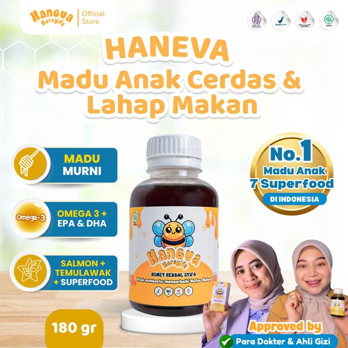[1 Botol] Haneva Hersyifa Madu Anak 180 Gr | Madu Anak Penambah Napsu Makan Madu Penggemuk Badan BPO