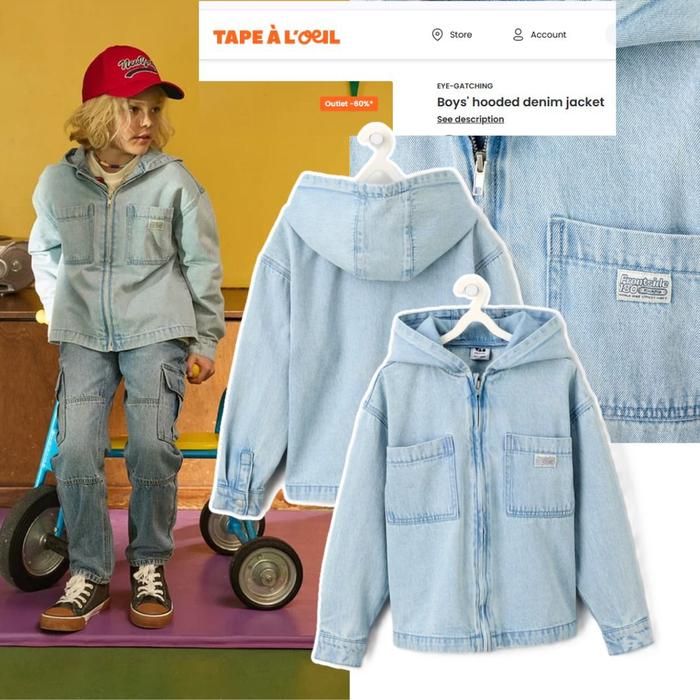 Jacket Hoodie Denim Jeans Anak Unisex 3-14 Tahun