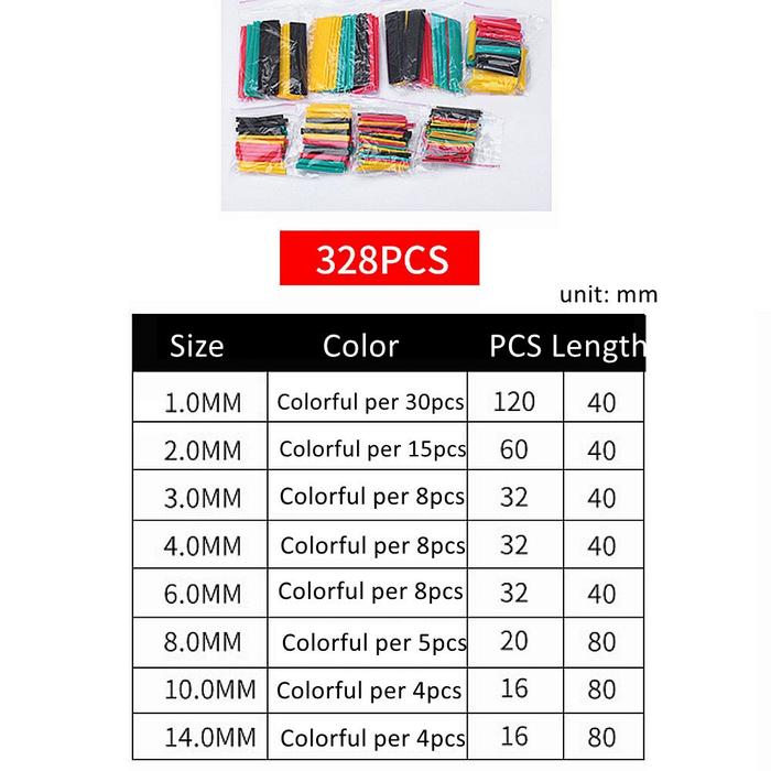 328pcs Of Colored Heat Shrink Tubing Shrink Pe Insulated Heat Shrink