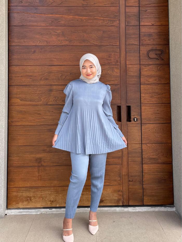 KALOLA | 209 | Habiba One Set Plisket Glossy Setelan Wanita Premium Korean Style