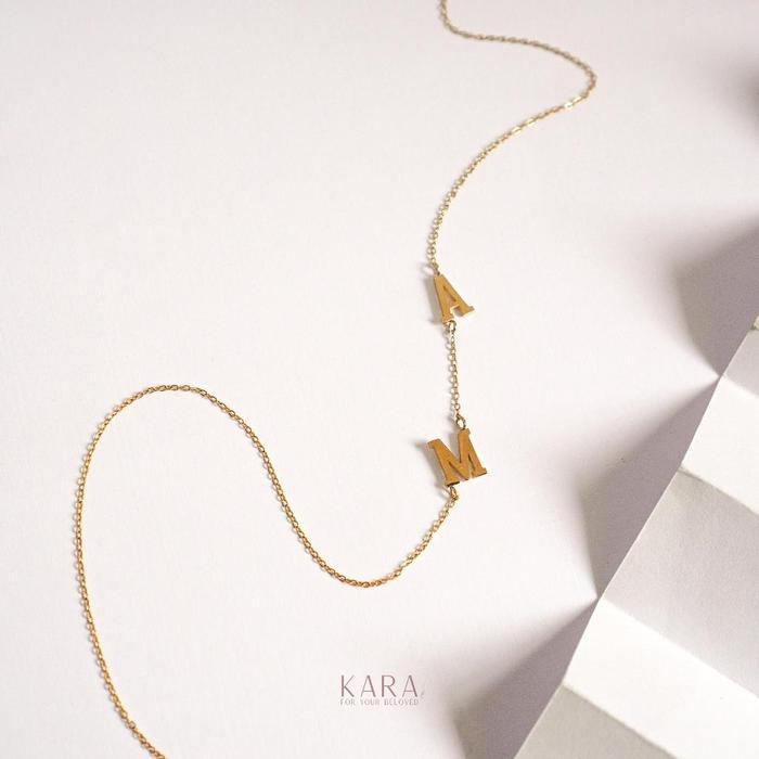 KARA - Kalung Sideways | Kalung Huruf Miring Stainless Steel 316L Wanita | Kekinian