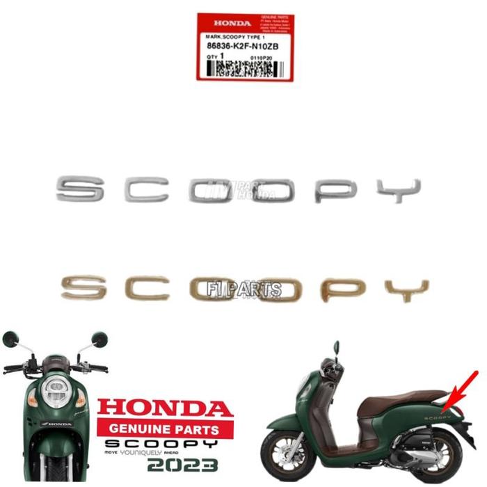 Emblem Logo Body Scoopy K2F silver gold set kanan kiri 2021 2022 2023 Original