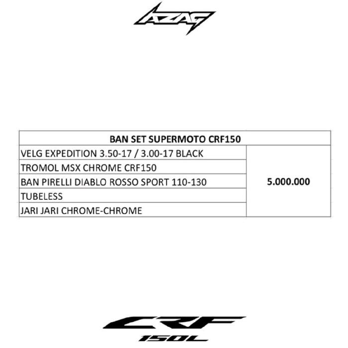 BAN SET SUPERMOTO CRF150 EXPEDITION TROMOL MSX PIRELLI DRS