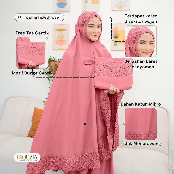 Mukena Dewasa khadijah Izzati Katun atasan bawahan Renda Tebal Lembut Panjang Muslim Bordir Mukena