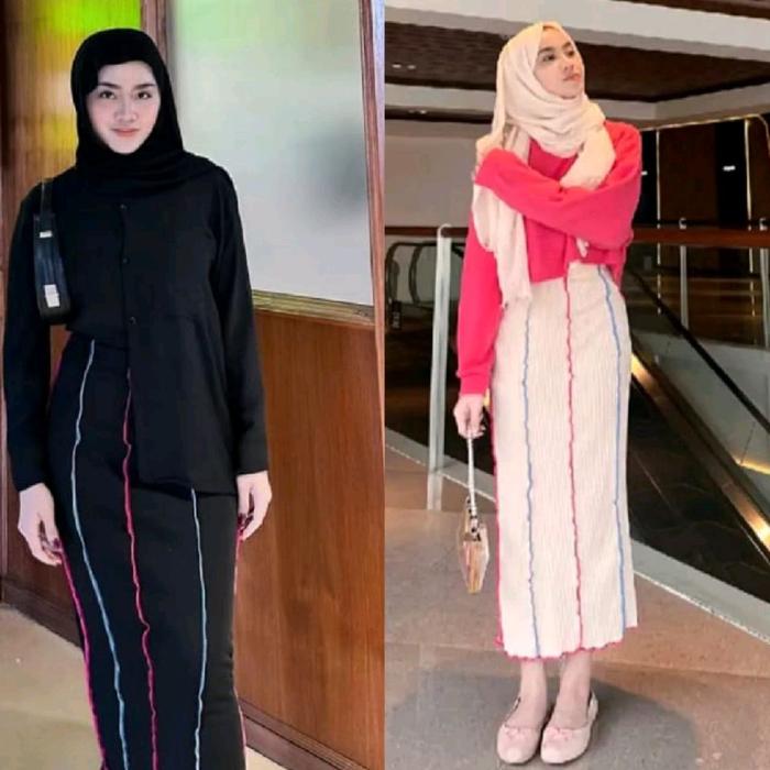 Rok Skirt Rainbow Rok Pelangi silt Rok Wanita Dewasa Ala Tiktokers And Selebgram Kekinian