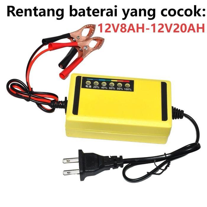 Charger Aki Portable 12v 8ah-20ah / ntelligent Battery Charger Adaptor Pengisi Daya Baterai Otomatis